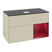 V&B Meuble sous lavabo Finion 100, Pl blanc mat, Réglette Peo mat laqué, gris brillant laqué-3
