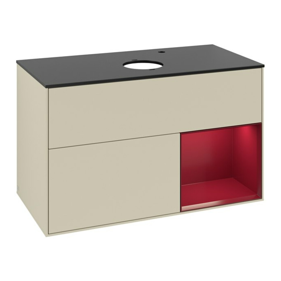 V&B Meuble sous lavabo Finion 100, Pl blanc mat, Réglette Peo mat laqué, gris brillant laqué