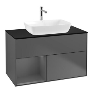 V&B Meuble sous lavabo Finion 100, Pl blanc mat, Rg A mat laqué, Anthracite m