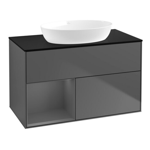 V&B Meuble sous lavabo Finion 100, Pl blanc mat, Rg A mat laqué, Anthracite m