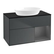 V&B Meuble sous lavabo Finion 100, Pl blanc mat, Rg A mat laqué, avec bl. mat laqué-1