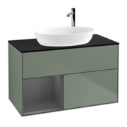 V&B Meuble sous lavabo Finion 100, Pl blanc mat, Rg A mat laqué, Oli. mat laqué