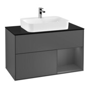 V&B Meuble sous lavabo Finion 100, Pl blanc mat, Rg anthracite mat, anthracite mat