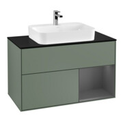 V&B Meuble sous lavabo Finion 100, Pl blanc mat, Rg anthracite mat, Olives mat laqué
