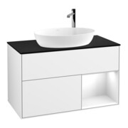 V&B Meuble sous-lavabo Finion 100, Pl blanc mat, Rg blanc brillant, laqué blanc brillant