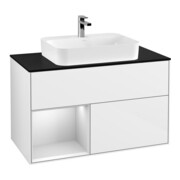 V&B Meuble sous lavabo Finion 100, Pl blanc mat, Rg gauche blanc laqué brillant