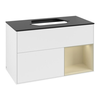 V&B Meuble sous lavabo Finion 100, Pl blanc mat, Rg gris argent mat laqué, blanc mat laqué