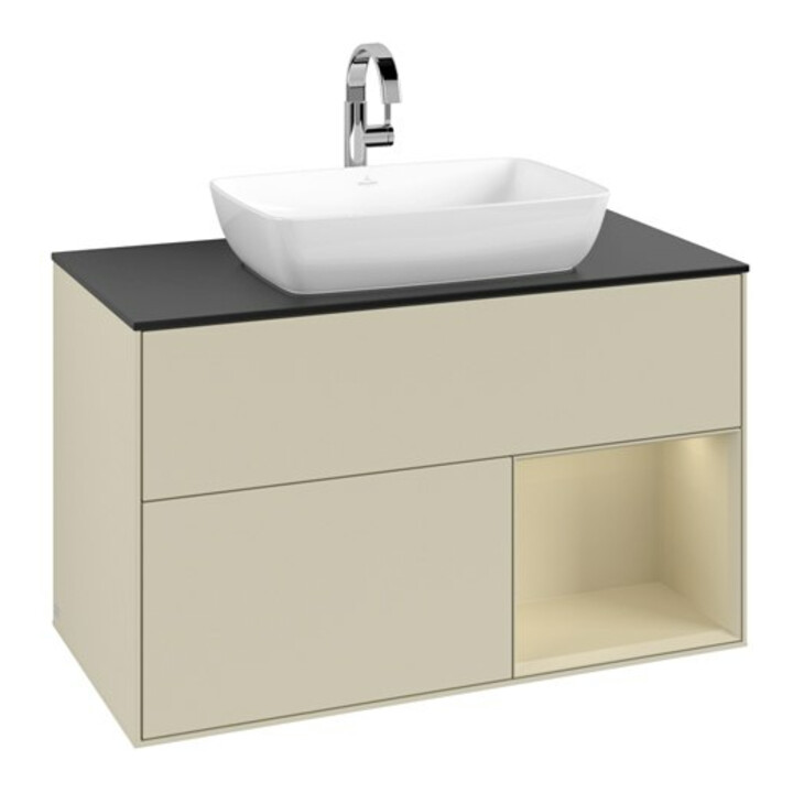 V&B Meuble sous lavabo Finion 100, Pl blanc mat, Rg gris clair mat Lac, gris clair mat Lac