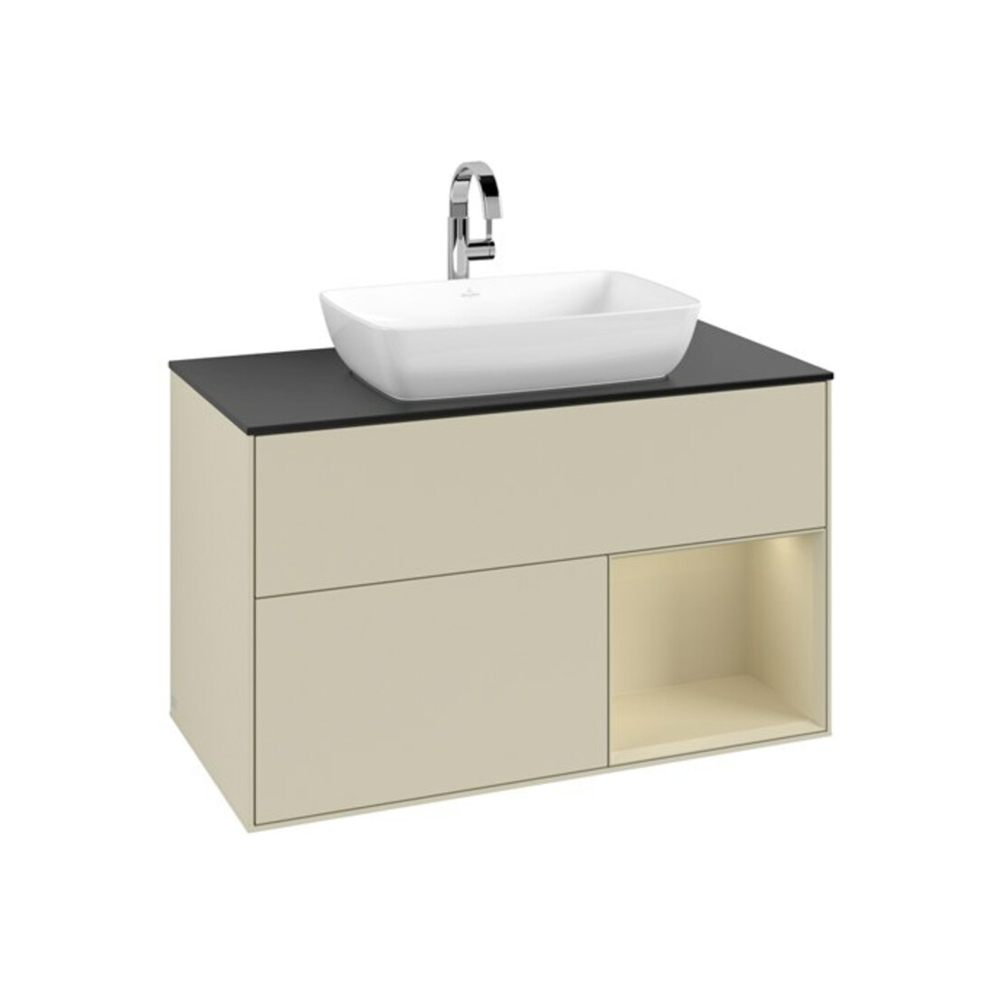 V&B Meuble sous lavabo Finion 100, Pl blanc mat, Rg gris clair mat Lac, gris clair mat Lac