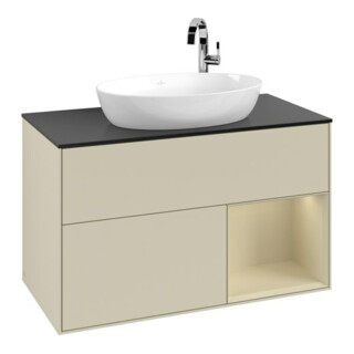 V&B Meuble sous-lavabo Finion 100, Pl blanc mat, Rg gris mat Lac, gris mat Lac