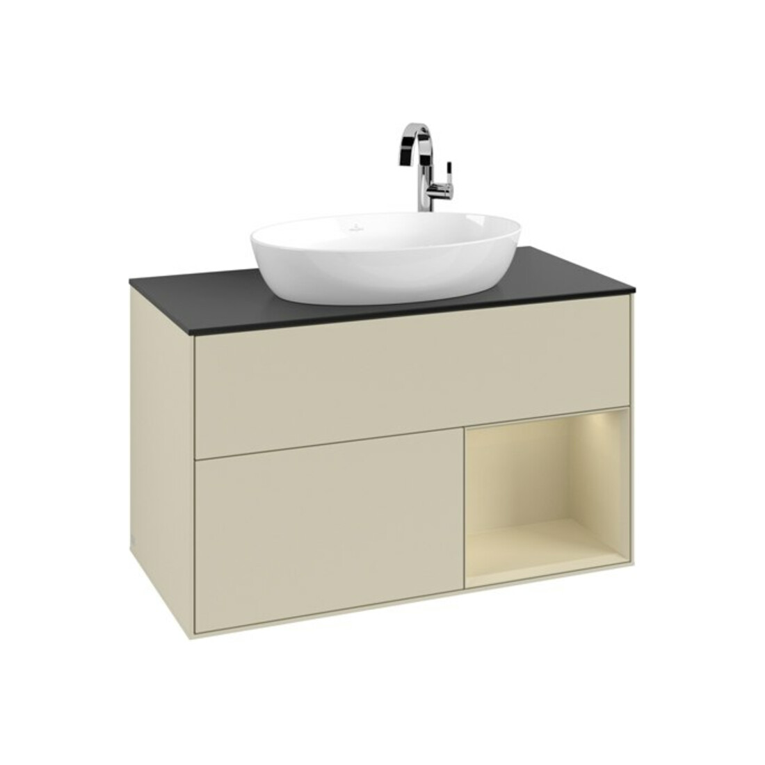 V&B Meuble sous-lavabo Finion 100, Pl blanc mat, Rg gris mat Lac, gris mat Lac