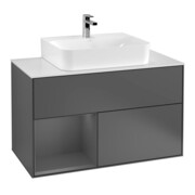 V&B Meuble sous lavabo Finion 100, Pl blanc mat, Rg l Anthracite mat, Anthracite mat