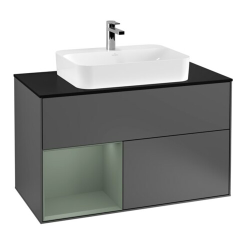 V&B Meuble sous lavabo Finion 100, Pl blanc mat, Rg l Ollier mat laqué, Anthracite m