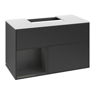 V&B Meuble sous lavabo Finion 100, Pl blanc mat, Rg laqué gris mat, bleu mat lacqué