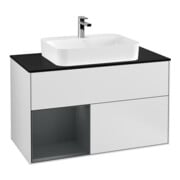 V&B Meuble sous lavabo Finion 100, Pl blanc mat, Rg laqué mat blanc