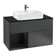 V&B Meuble sous lavabo Finion 100, Pl blanc mat, Rg lavabo blanc mat