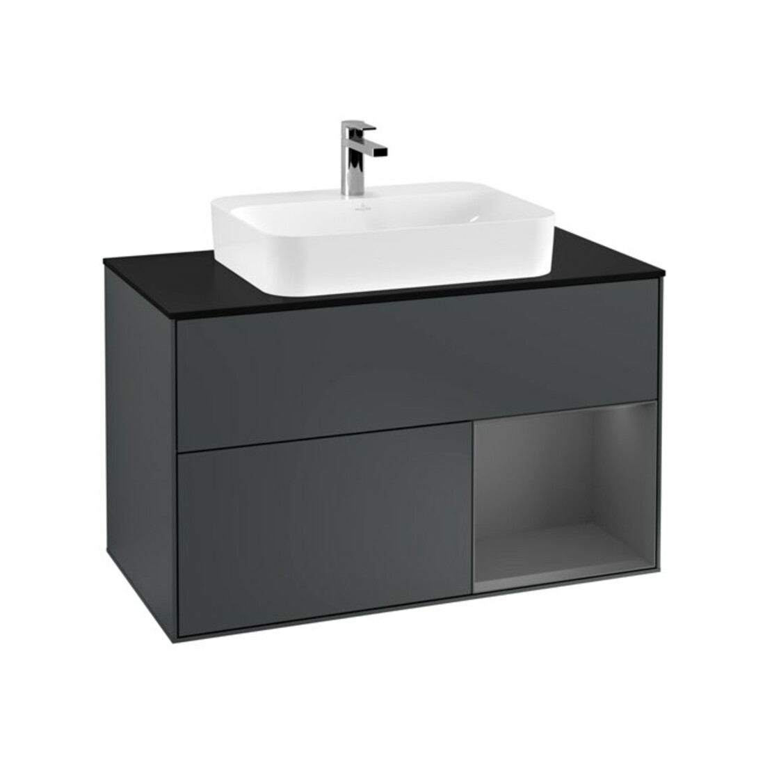 V&B Meuble sous-lavabo Finion 100, Pl blanc mat, Rg rouge Am, md bleu mat Lac