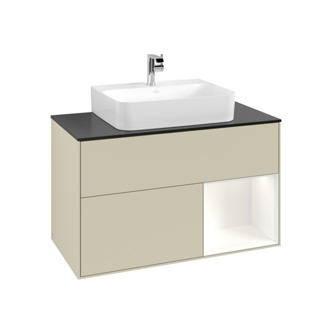V&B Meuble sous lavabo Finion 100, Pl blanc mat, Rg rouge blanc mat Lac, si Gris mat Lac