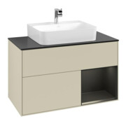 V&B Meuble sous lavabo Finion 100, Pl blanc mat, Rg rouge blanc mat, si Gris mat lacqué-3
