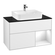 V&B Meuble sous lavabo Finion 100, Pl blanc mat, Rg rouge glossy, blanc glossy
