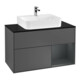 V&B Meuble sous lavabo Finion 100, Pl blanc mat, Rg rouge médium brillant, Anthracite mat-1