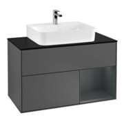 V&B Meuble sous lavabo Finion 100, Pl blanc mat, Rg rouge médium brillant, Anthracite mat-1