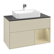 V&B Meuble sous-lavabo Finion 100, Pl blanc mat, Rg rouge si Gris mat Laqué, si Gris mat Laqué