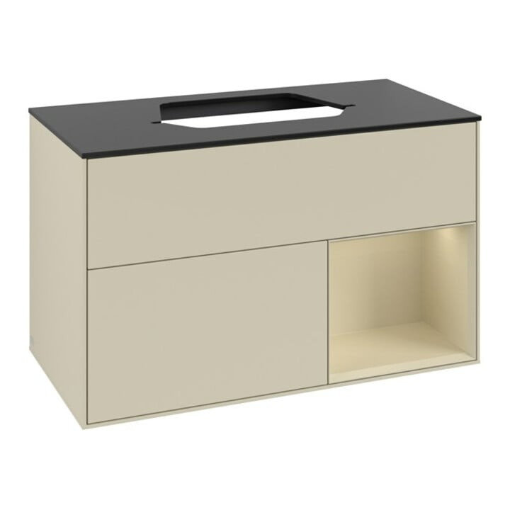 V&B Meuble sous-lavabo Finion 100, Pl blanc mat, Rg rouge si Gris mat Laqué, si Gris mat Laqué
