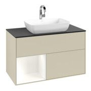 V&B Meuble sous lavabo Finion 100, Pl blanc mat, Tiroir blanc laqué, Poignées gris mat laqué