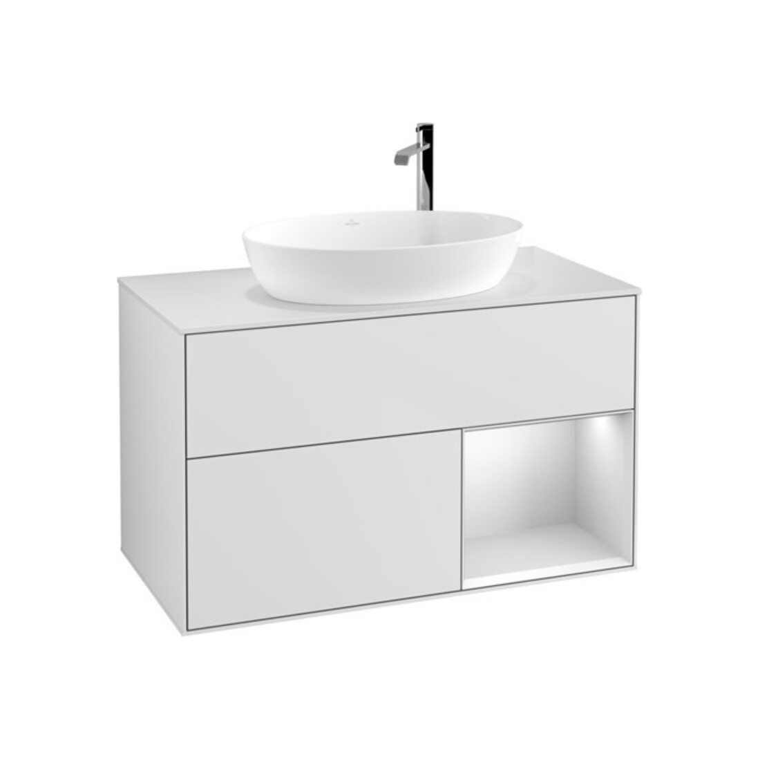V&B Meuble sous lavabo Finion 100, pl blanc mat, tiroir blanc mat Lac, blanc mat Lac