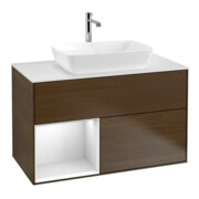 V&B Meuble sous lavabo Finion 100, Pl blanc mat, tiroir blanc mat Lac, noyer veinée
