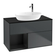 V&B Meuble sous lavabo Finion 100, Pl blanc mat, Tiroir bleu mat laqué, avec poignée bleue mat laqué