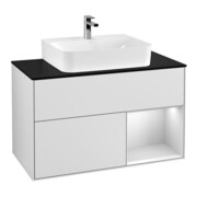 V&B Meuble sous lavabo Finion 100, Pl blanc mat, tiroir droit blanc mat laqué