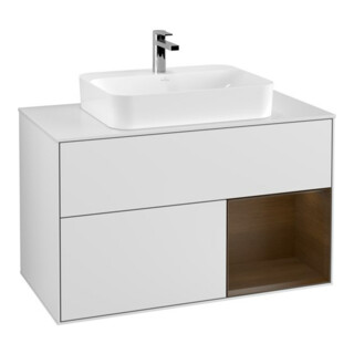 V&B Meuble sous-lavabo Finion 100, pl blanc mat, tiroir droit, blanc mat laqué