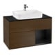 V&B Meuble sous lavabo Finion 100, Pl blanc mat, Tiroir droite blanc mat Lac, noyer veinée-1