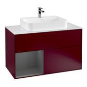 V&B Meuble sous lavabo Finion 100, pl blanc mat, tiroir gauche anthracite mat, poignée m