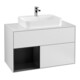 V&B Meuble sous lavabo Finion 100, pl blanc mat, tiroir gauche, bleu mat laqué, blanc mat laqué-1