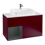 V&B Meuble sous-lavabo Finion 100, Pl blanc mat, Tiroir gauche, façade laquée, poignée métal