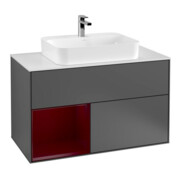 V&B Meuble sous lavabo Finion 100, pl blanc mat, tiroir gauche Peo, anthracite mat