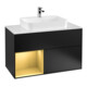 V&B Meuble sous lavabo Finion 100, pl blanc mat, tiroir gauche, poignée bleue mat Lac-1