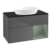 V&B Meuble sous lavabo Finion 100, Pl blanc mat, Tiroir huile mat, Anthracite m
