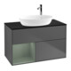 V&B Meuble sous lavabo Finion 100, Pl blanc mat, Tiroir huile mat, Anthracite mat-1