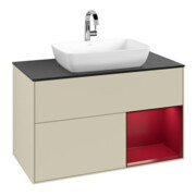 V&B Meuble sous lavabo Finion 100, Pl blanc mat, Tiroir Peo mat laqué, gris brillant laqué-3