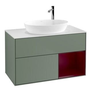 V&B Meuble sous lavabo Finion 100, Pl blanc mat, Tiroir Peo mat laqué, Poignées mat laqué