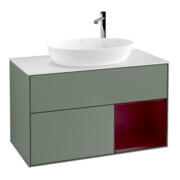 V&B Meuble sous lavabo Finion 100, Pl blanc mat, Tiroir Peo mat laqué, Poignées mat laqué
