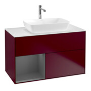 V&B Meuble sous lavabo Finion 100, Pl blanc, Reg anthracite laqué, Peo m-1