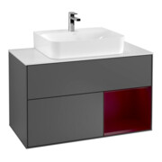 V&B Meuble sous-lavabo Finion 100, Pl blanc, rég droite Peo, anthracite m-1