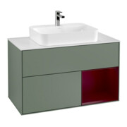 V&B Meuble sous lavabo Finion 100, Pl blanc, rég droite Peo, oliqué avec laque-1