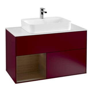 V&B Meuble sous-lavabo Finion 100, Pl blanc, Rég gauche murale ven, Peo m