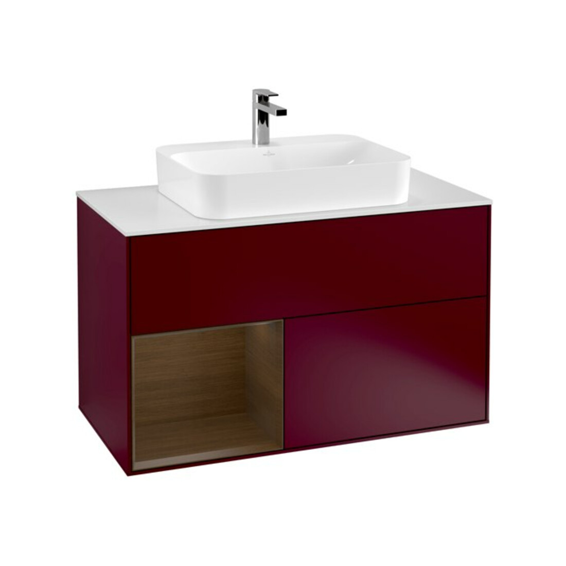 V&B Meuble sous-lavabo Finion 100, Pl blanc, Rég gauche murale ven, Peo m